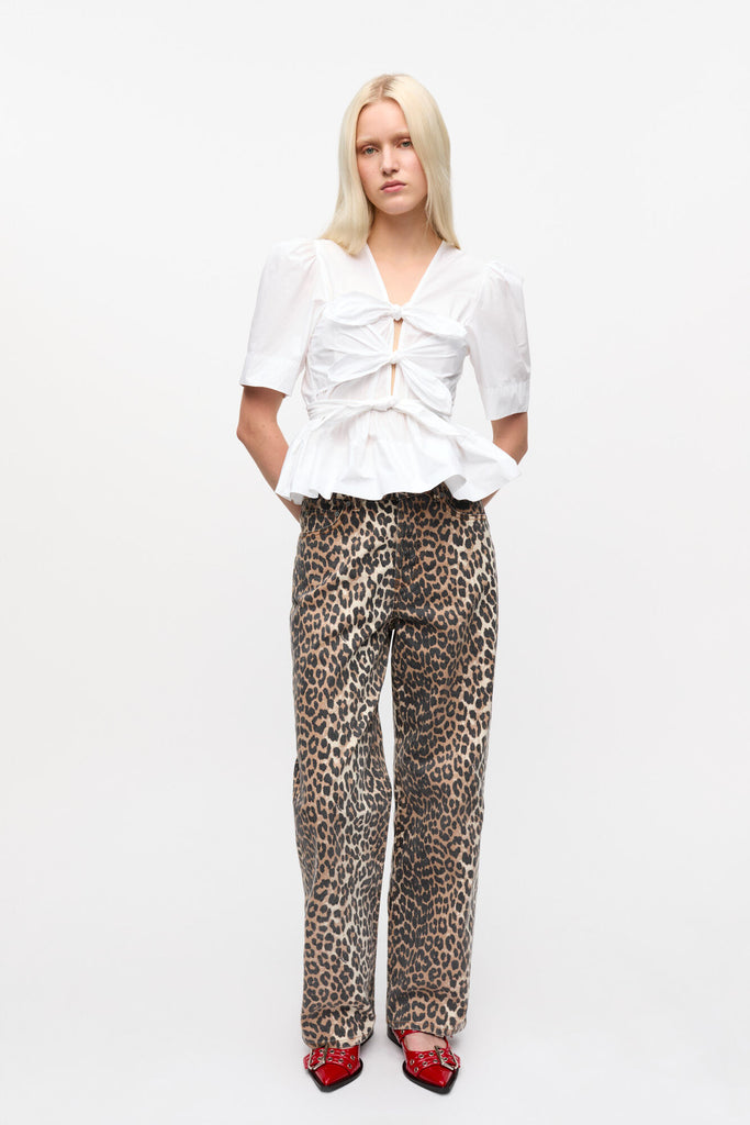 Washed Cotton Tie Strap Blouse