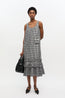 Crinkled Taffeta Check Long Dress