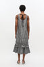 Crinkled Taffeta Check Long Dress