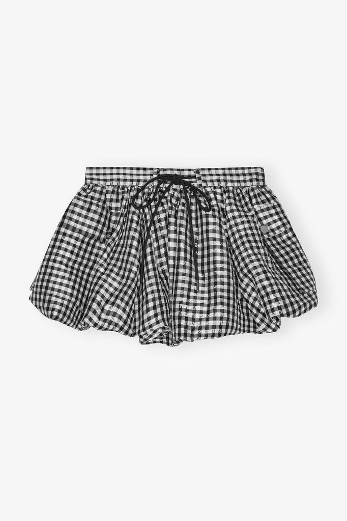 Taffeta Check Bubble Mini Skirt
