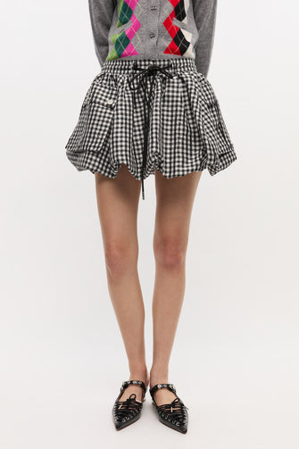 Taffeta Check Bubble Mini Skirt