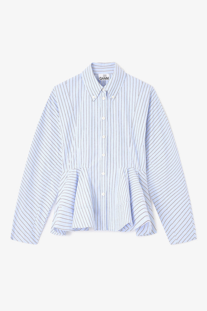 Stripe Cotton Peplum Shirt