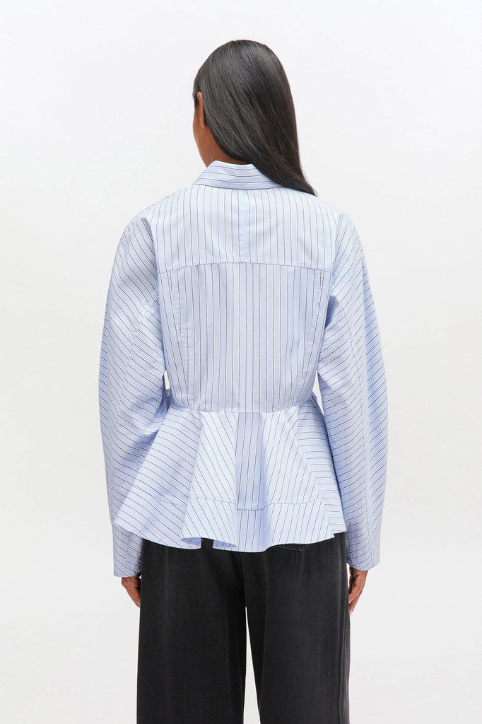 Stripe Cotton Peplum Shirt
