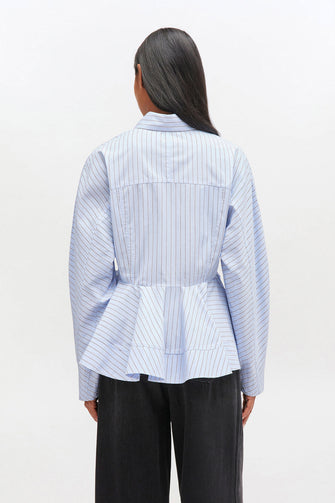 Stripe Cotton Peplum Shirt