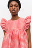 Crinkled Taffeta Check Frill Mini Dress