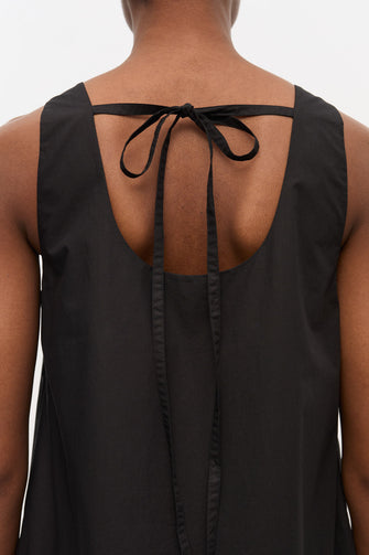 Cotton Poplin U-Neck Mini Dress Black