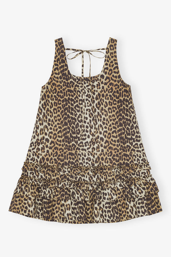 Cotton Poplin Mini Dress Leopard