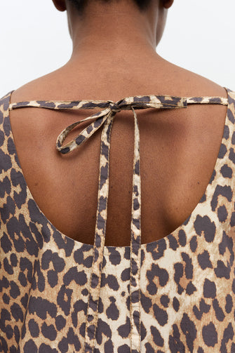 Cotton Poplin Mini Dress Leopard