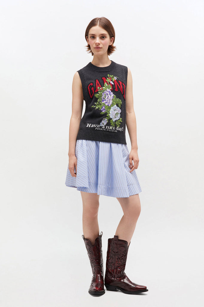 Stripe Cotton Circle Skirt