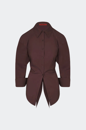 Loch Poplin Button Up Choco Brown