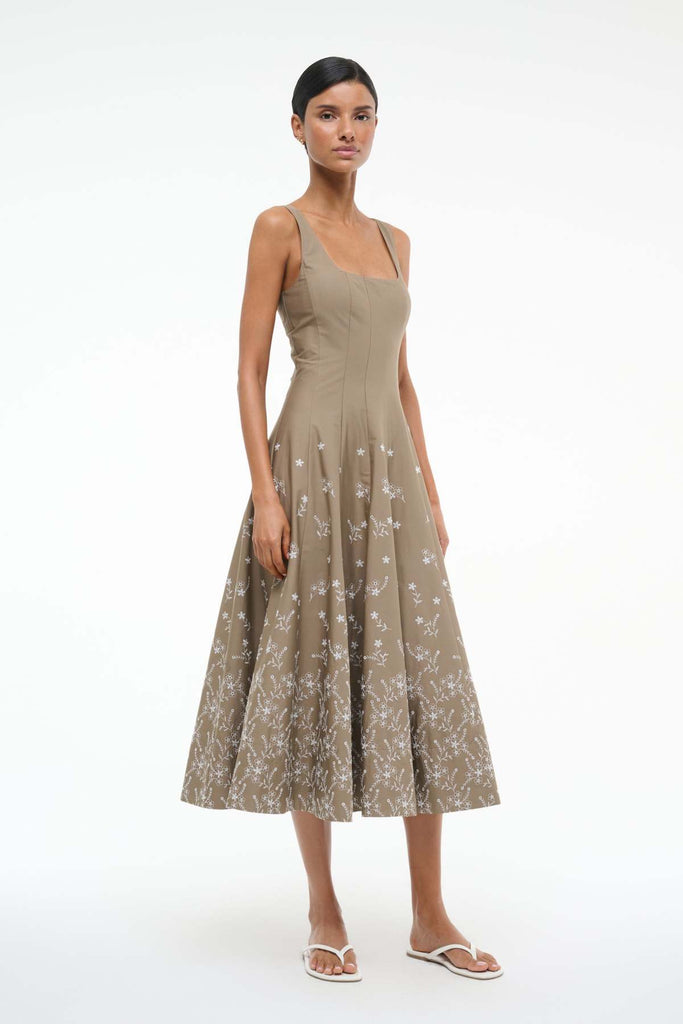 Wells Dress Taupe Embroidery