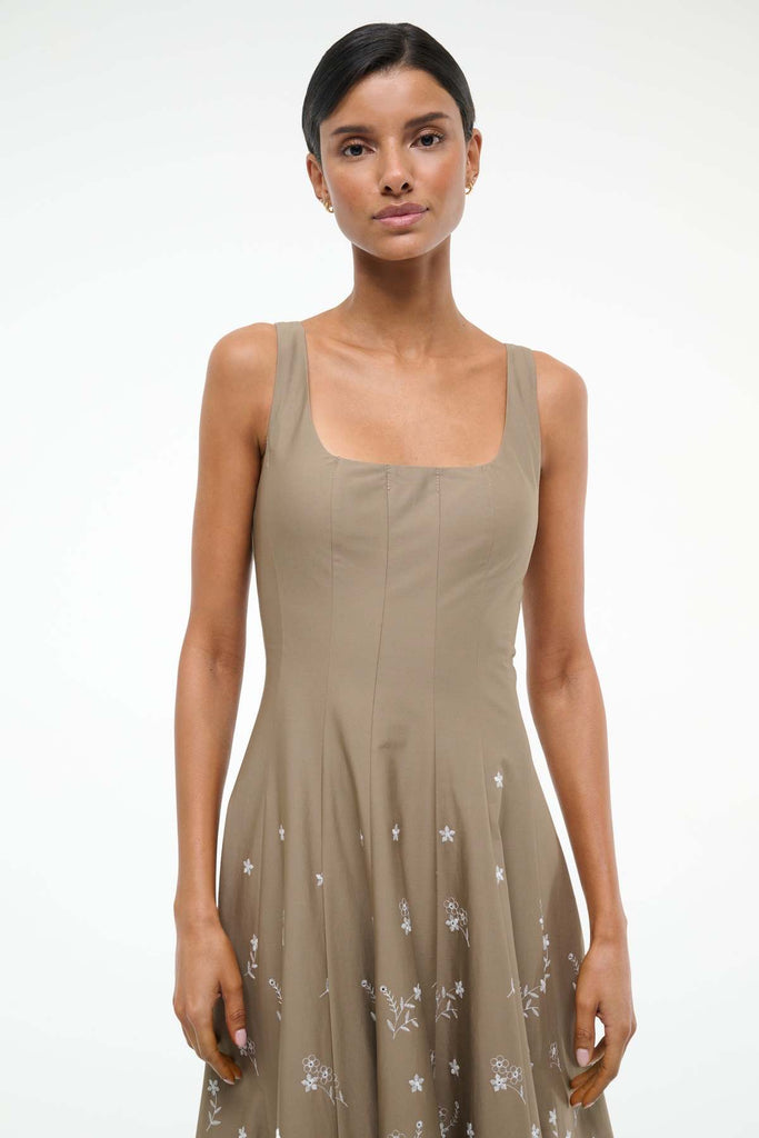 Wells Dress Taupe Embroidery