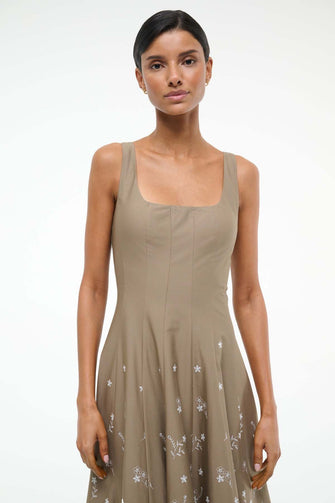 Wells Dress Taupe Embroidery