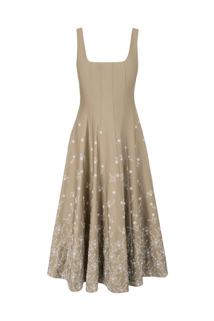 Wells Dress Taupe Embroidery