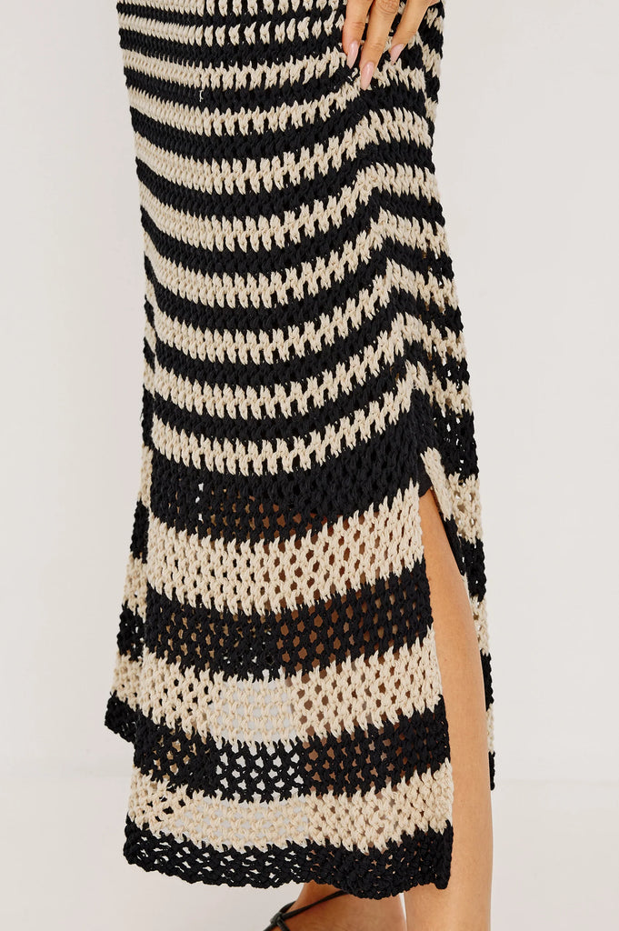 Yvette dress Onyx Ivory Stripe