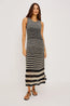Yvette dress Onyx Ivory Stripe