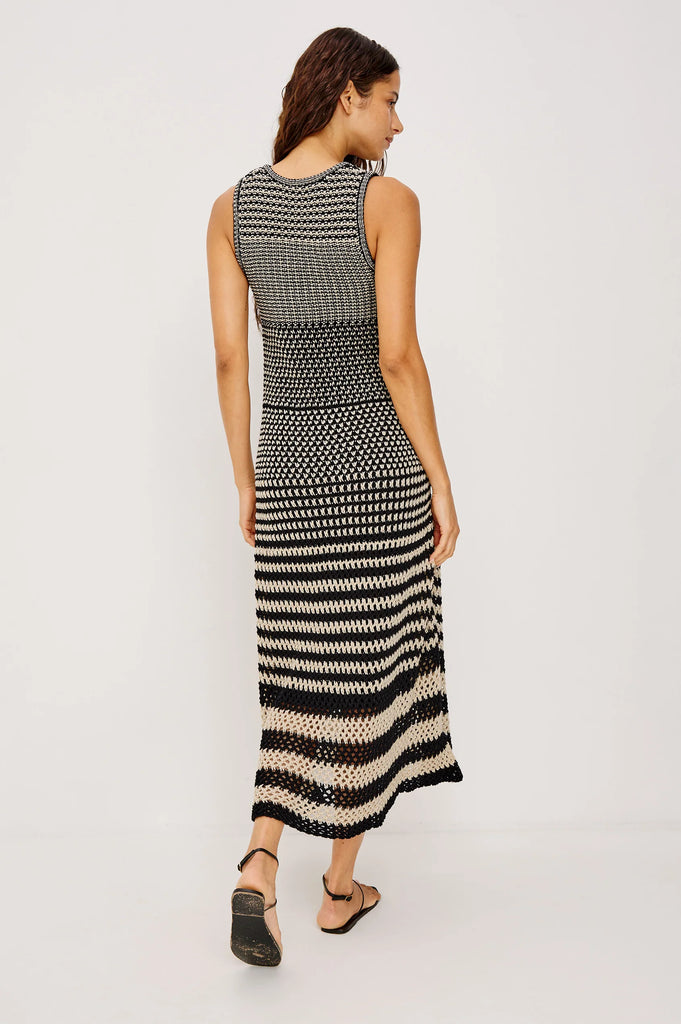 Yvette dress Onyx Ivory Stripe