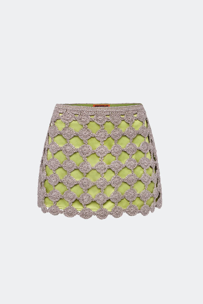 Zera Crochet Mini Skirt Moss Satellite Silver
