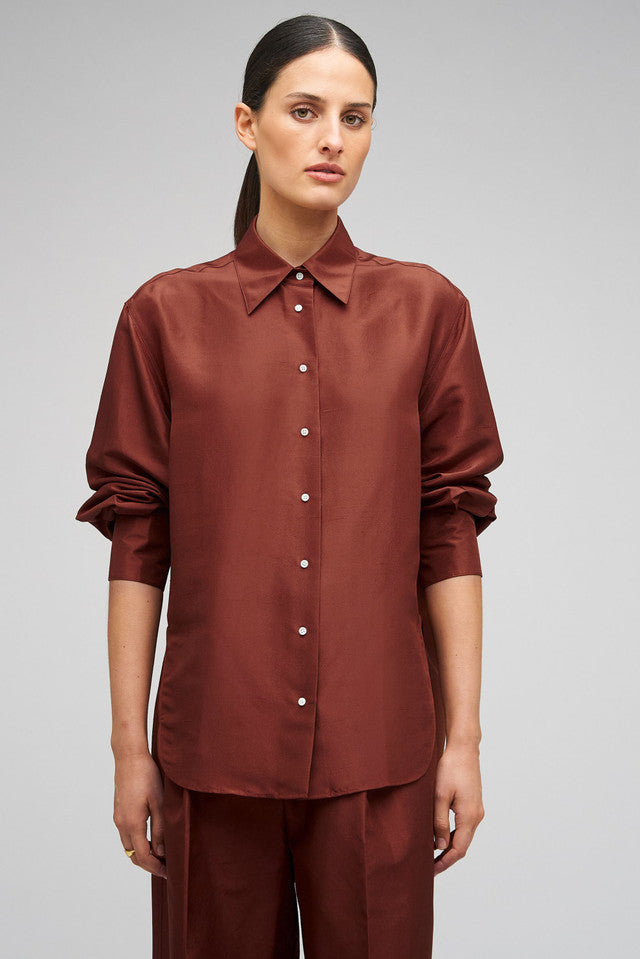 Long Sleeve Silk Shirt Barn Red