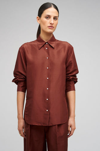 Long Sleeve Silk Shirt Barn Red