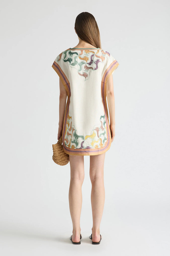 Framed Cap Sleeve Shift Dress
