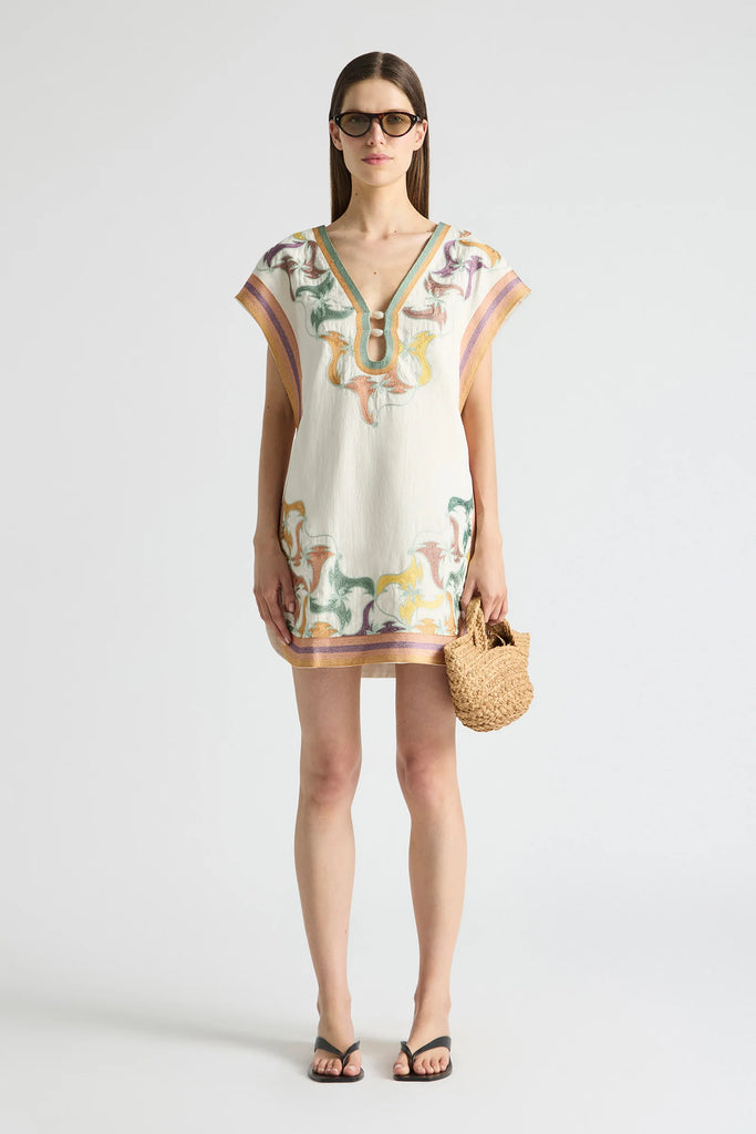 Framed Cap Sleeve Shift Dress