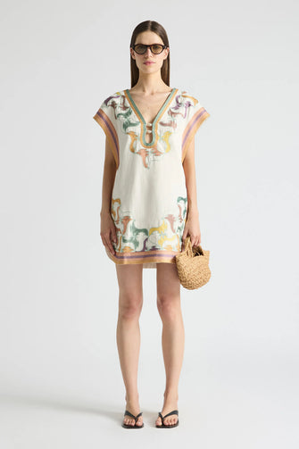 Framed Cap Sleeve Shift Dress