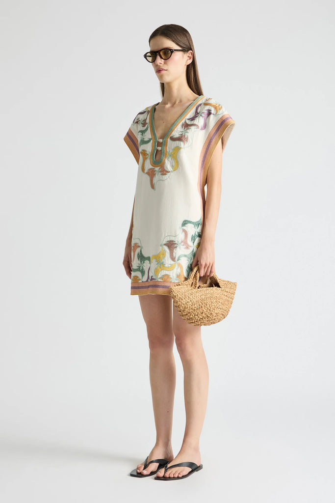 Framed Cap Sleeve Shift Dress