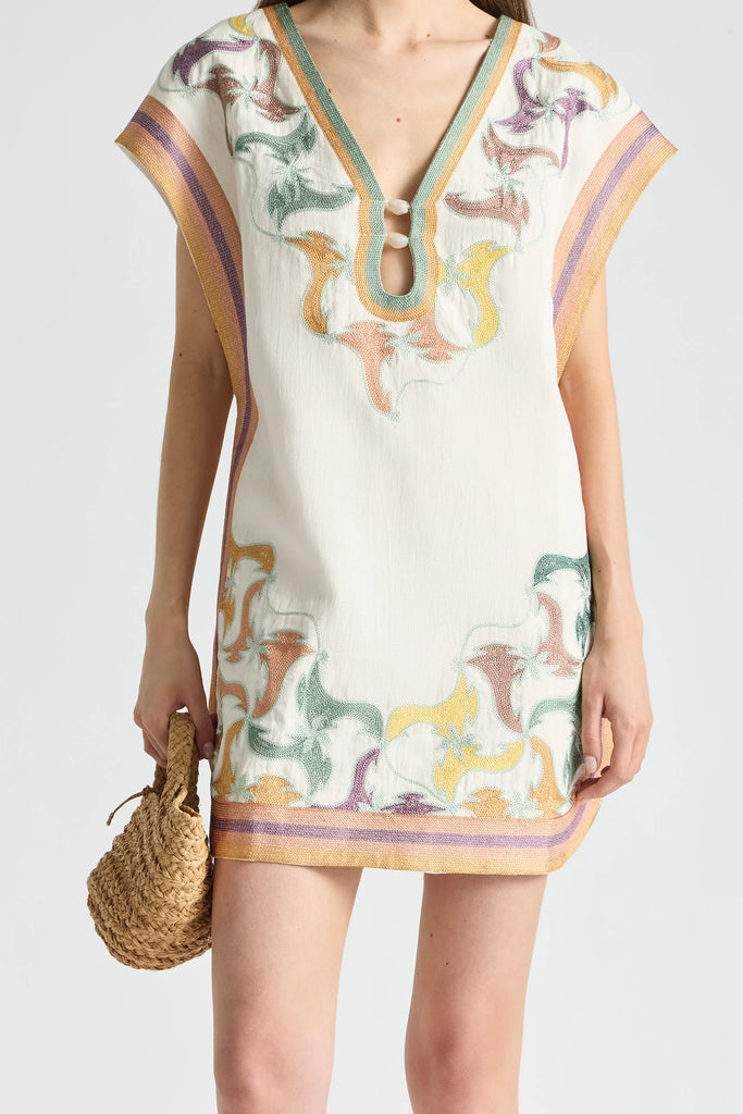 Framed Cap Sleeve Shift Dress