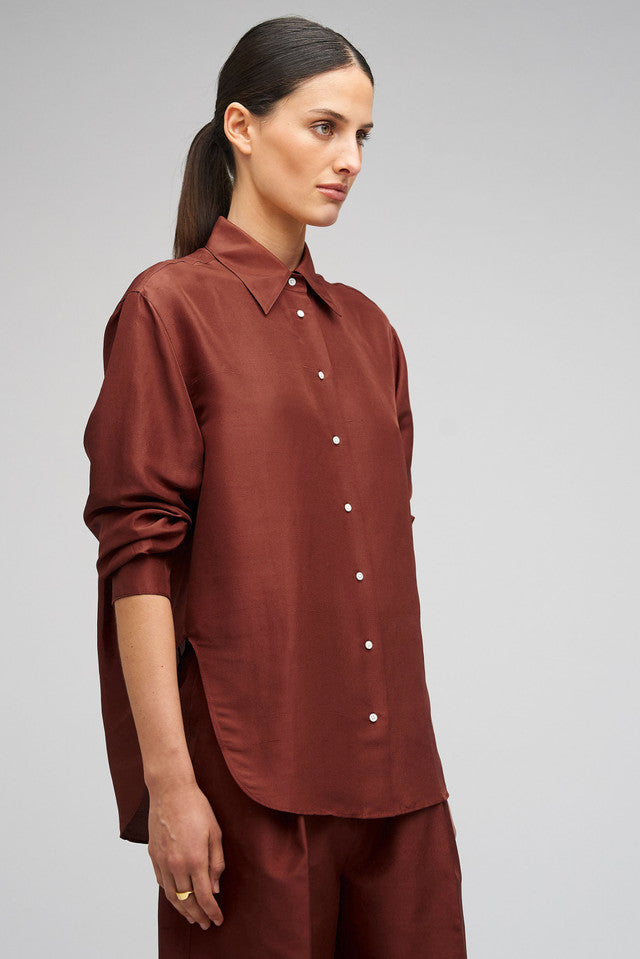 Long Sleeve Silk Shirt Barn Red