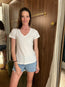 Lilith V Neck Tee Ecru