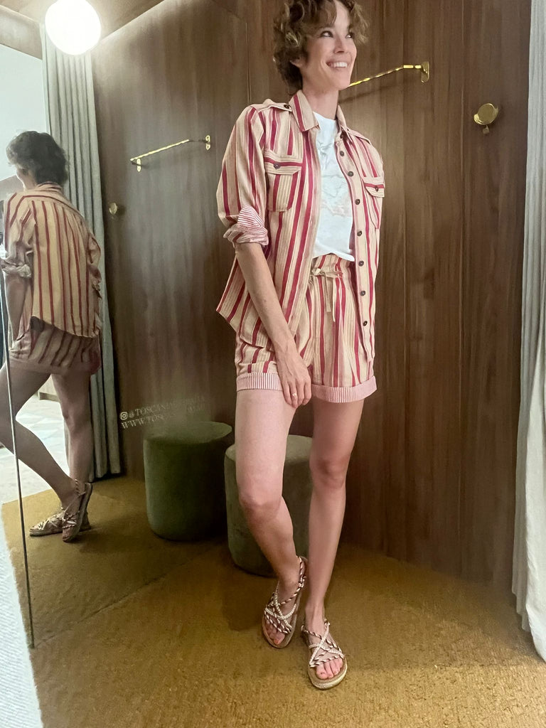 Gelva Shirt Beige Red Stripe