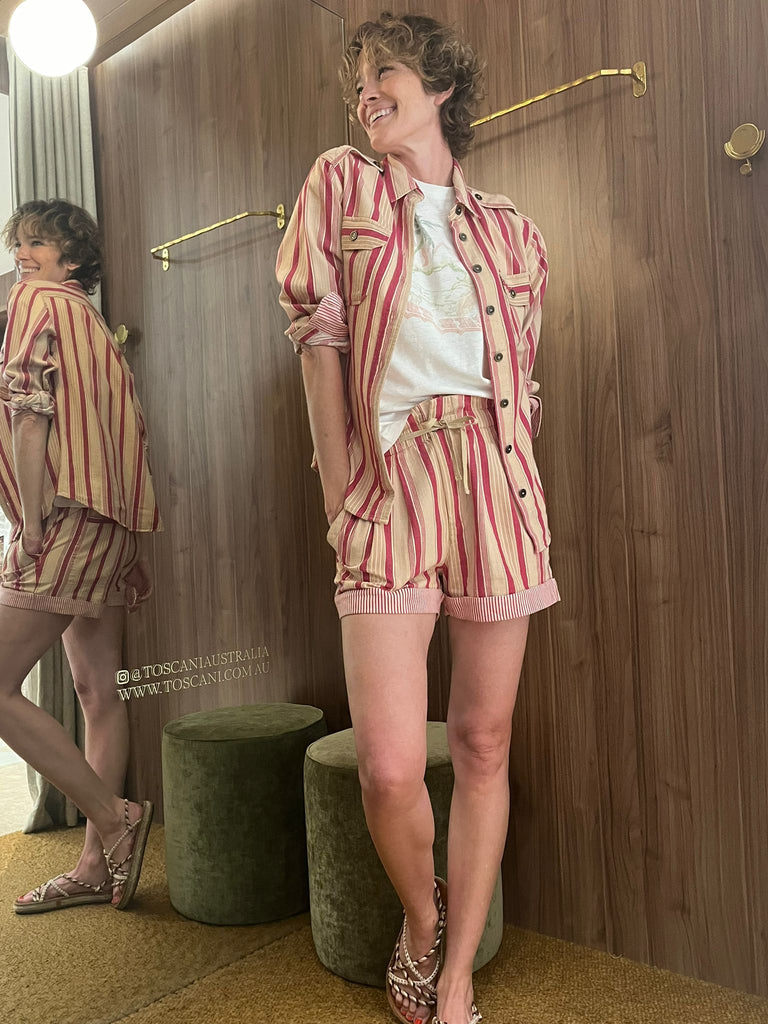 Gelva Shirt Beige Red Stripe