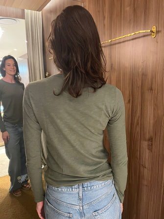 Lizzie O Neck Long Sleeve Tee Elm