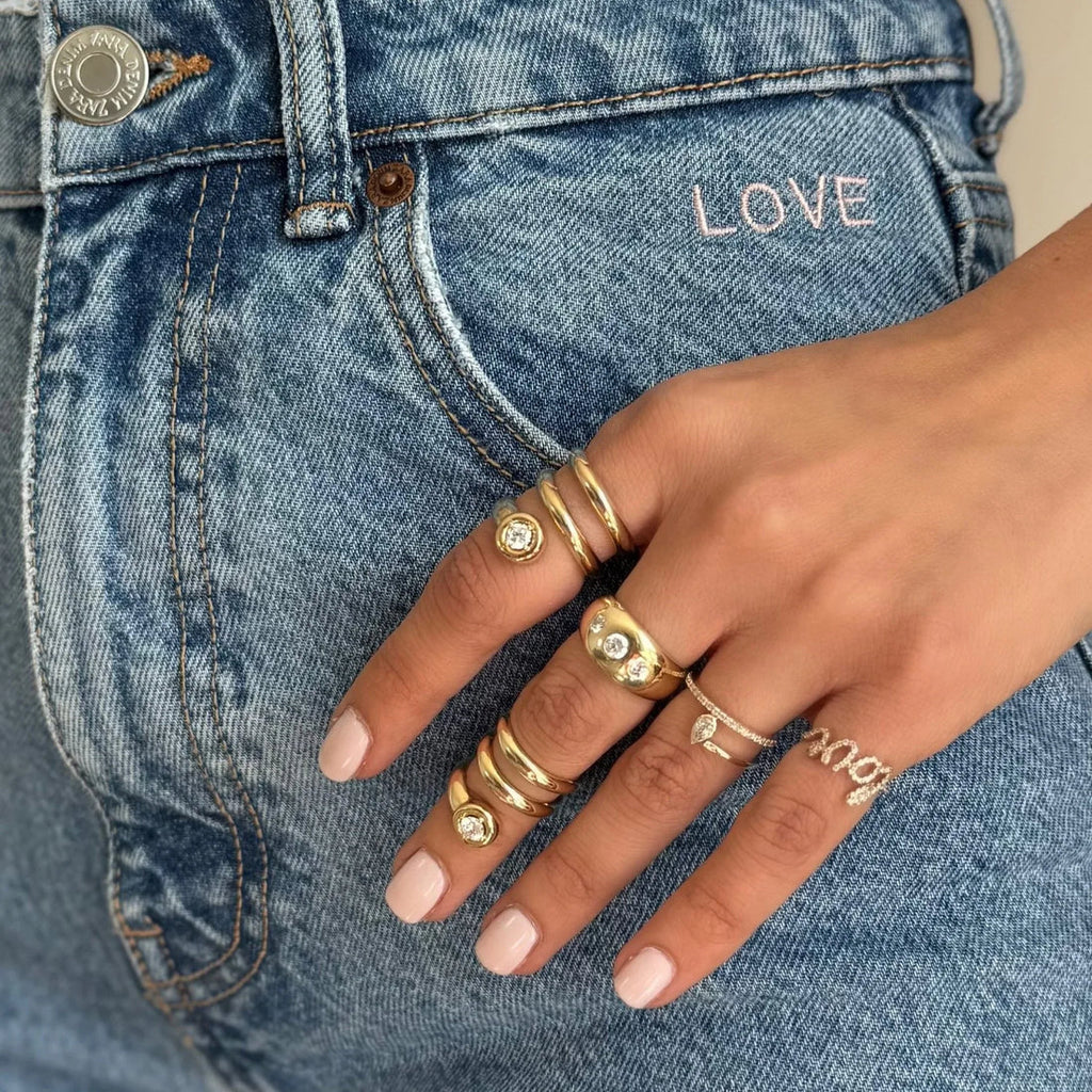 Calli Gypsy-Set Chunky Diamond Ring size 7