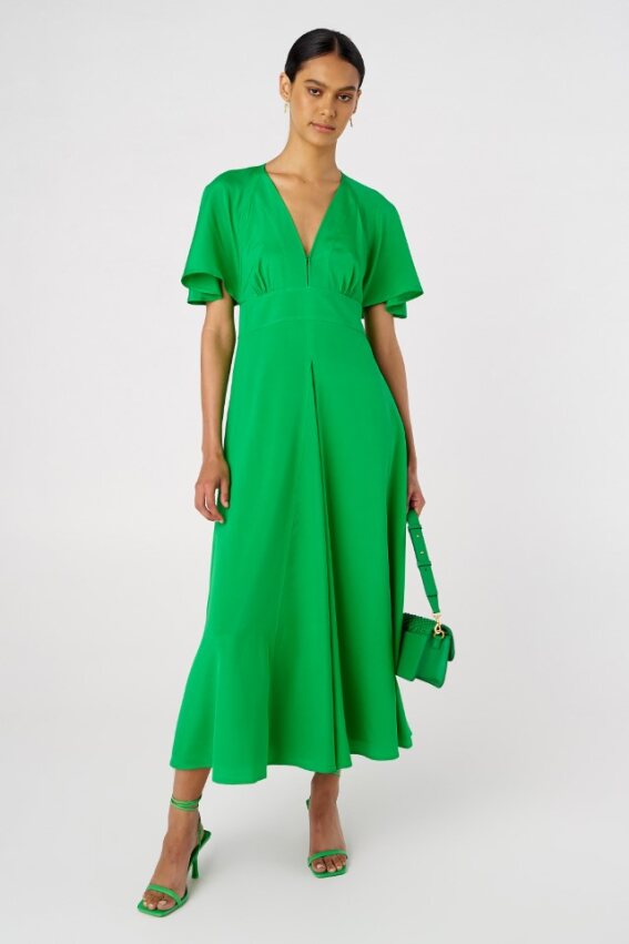 Cape Sleeve Dress Jewel Green