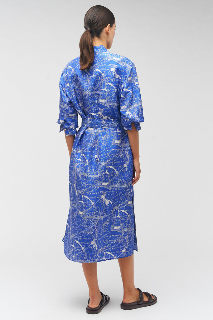 Map Print Shirt Dress