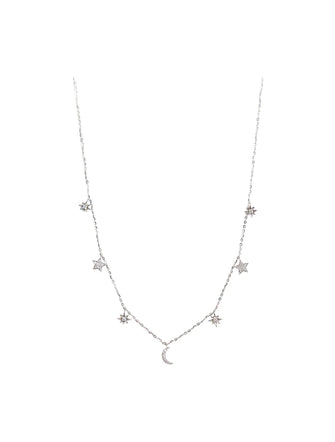 Multi Moon and Star Diamond Necklace