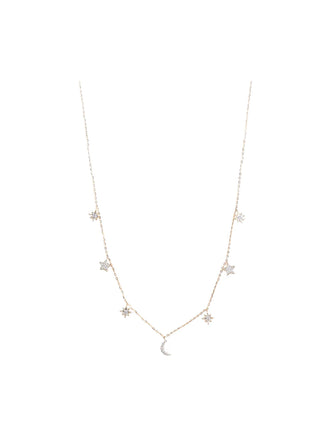Multi Moon and Star Diamond Necklace