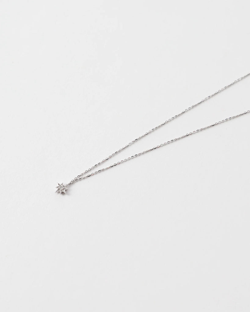 18ct Single Star Diamond Necklace White Gold