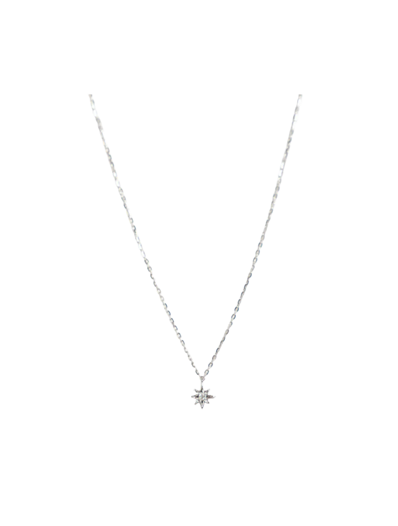 18ct Single Star Diamond Necklace White Gold