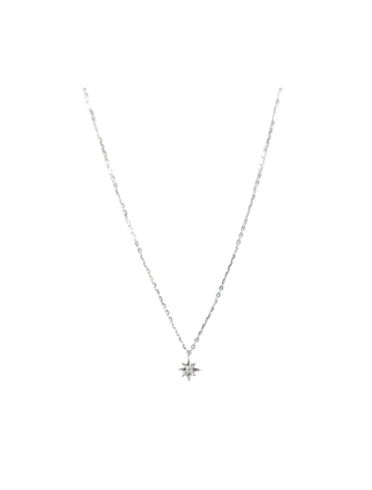 18ct Single Star Diamond Necklace White Gold