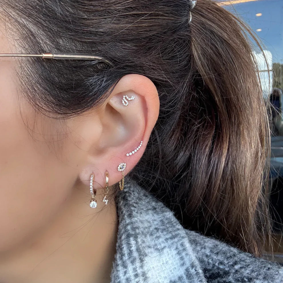Daniella Diamonds Hoops Earrings with one dangling diamond - Pair