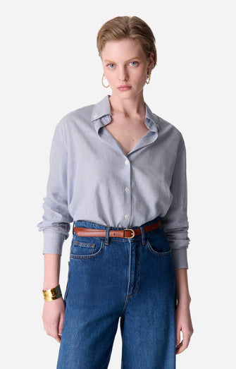 Druyat Blouse White & Blue Stripe
