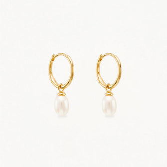 Live in Peace Pearl Hoop Earrings