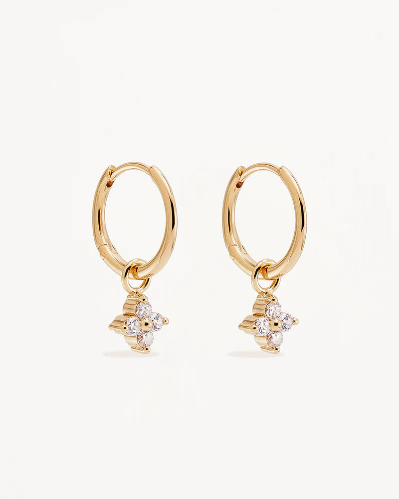 Crystal Bloom Hoops Gold