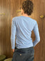 Blaire V Neck Long Sleeve Tee Ceramic Blue