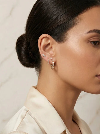 Emerald Bezel-Set Diamond Hoops 9K Solid Gold