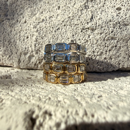 Emerald Bezel-Set Diamond Hoops 9K Solid Gold