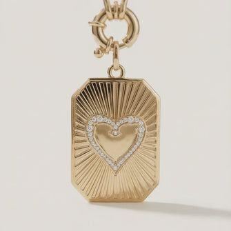 Emma Fluted Heart Diamond Pendant Dogtag